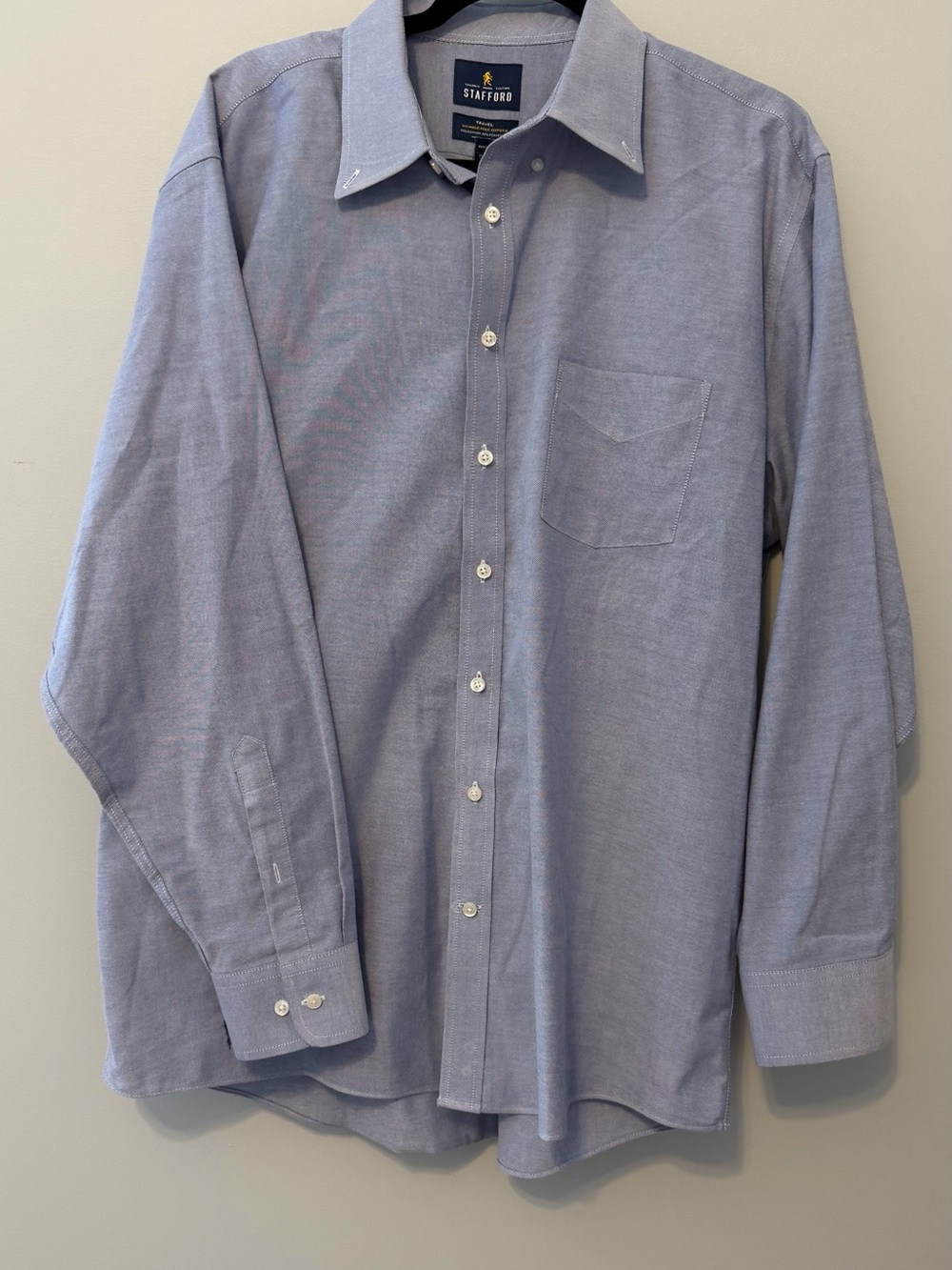 Stafford Wrinkle Free Oxford Blue Dress Shirt 17.5 34/35